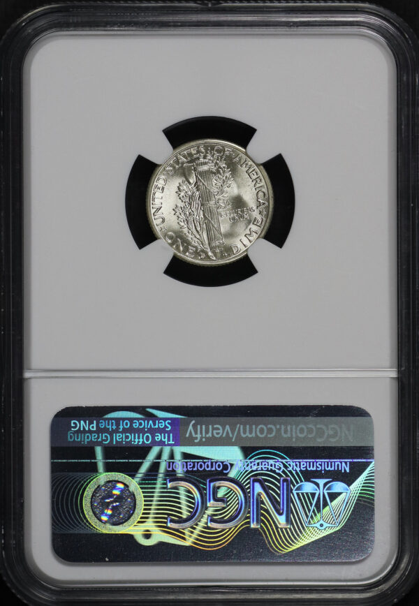 Reverse of this 1942-D Mercury Dime NGC MS-65