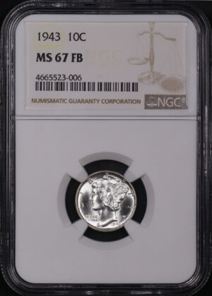 Obverse of this 1943 Mercury Dime NGC MS-67 FB