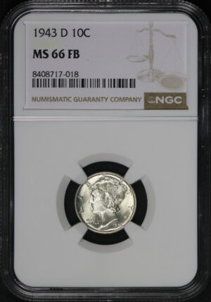 Obverse of this 1943-D Mercury Dime NGC MS-66 FB