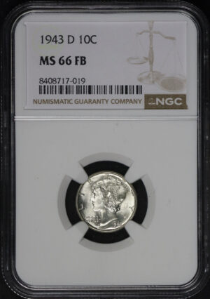 Obverse of this 1943-D Mercury Dime NGC MS-66 FB
