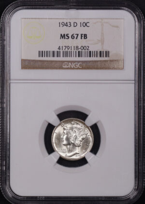 Obverse of this 1943-D Mercury Dime NGC MS-67 FB