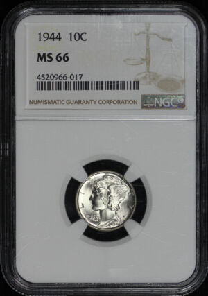 Obverse of this 1944 Mercury Dime NGC MS-66