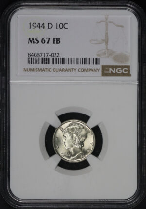 Obverse of this 1944-D Mercury Dime NGC MS-67 FB