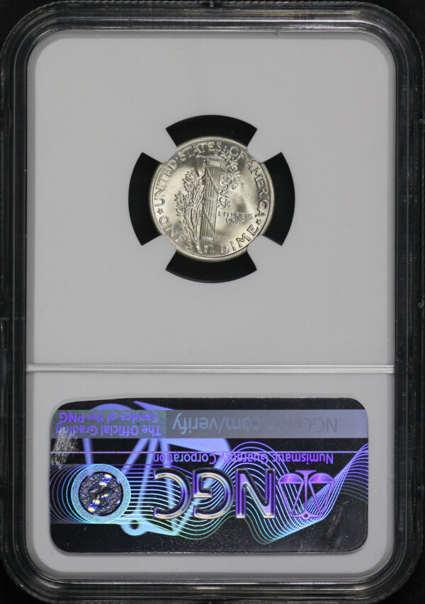Reverse of this 1944-D Mercury Dime NGC MS-67 FB