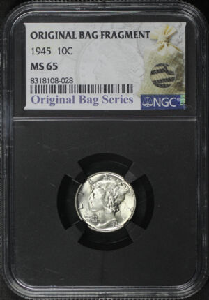 Obverse of this 1945 Mercury Dime NGC MS-65 Original Bag Fragment