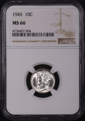 Obverse of this 1945 Mercury Dime NGC MS-66