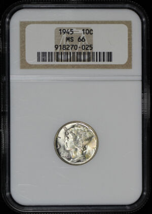 Obverse of this 1945 Mercury Dime NGC MS-66