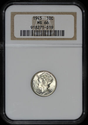 Obverse of this 1945 Mercury Dime NGC MS-66