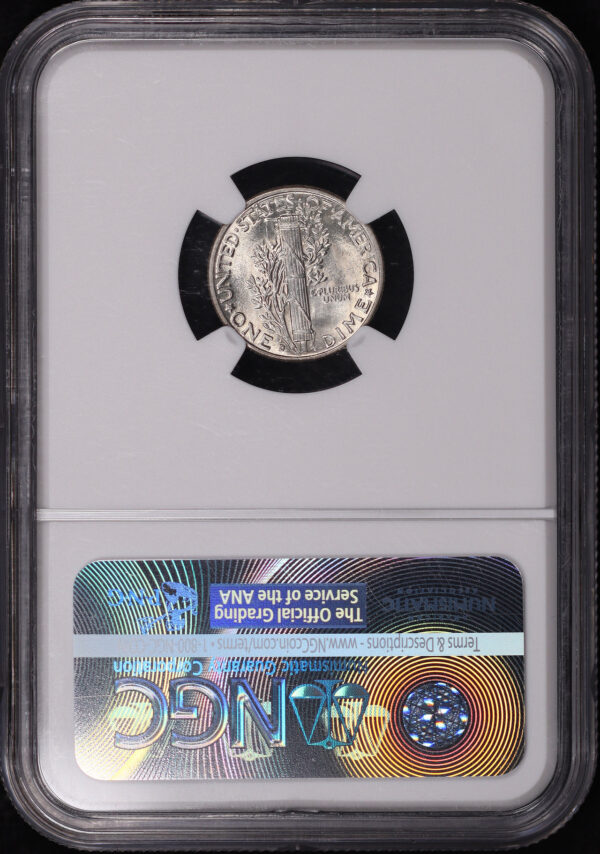 Reverse of this 1945-D Mercury Dime NGC MS-65 FB