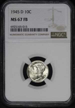 Obverse of this 1945-D Mercury Dime NGC MS-67 FB