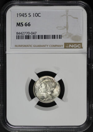 Obverse of this 1945-S Mercury Dime NGC MS-66