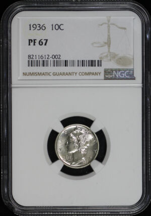 Obverse of this 1936 Mercury Dime NGC PF-67