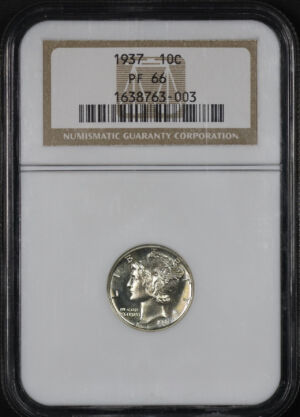 Obverse of this 1937 Mercury Dime NGC PF-66
