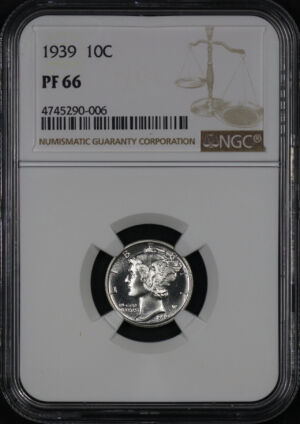 Obverse of this 1939 Mercury Dime NGC PF-66