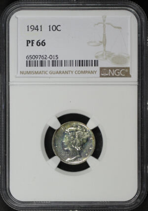 Obverse of this 1941 Mercury Dime NGC PF-66