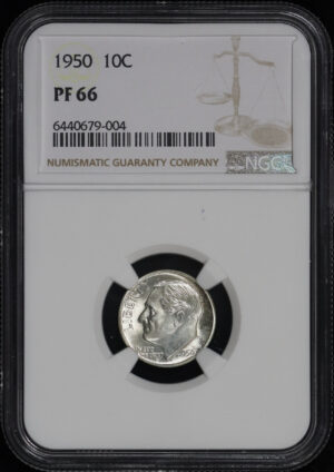 Obverse of this 1950 Roosevelt Dime NGC PF-66