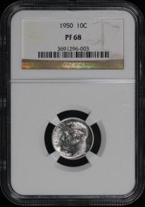 Obverse of this 1950 Roosevelt Dime NGC PF-68