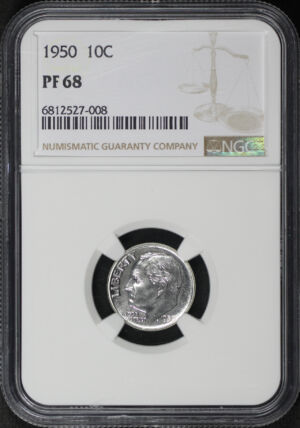 Obverse of this 1950 Roosevelt Dime NGC PF-68