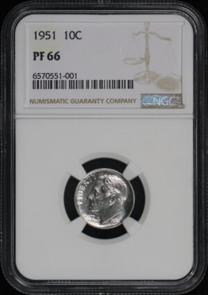 Obverse of this 1951 Roosevelt Dime NGC PF-66