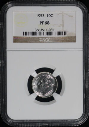 Obverse of this 1953 Roosevelt Dime NGC PF-68