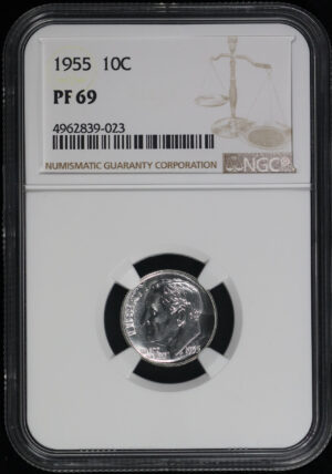 Obverse of this 1955 Roosevelt Dime NGC PF-69