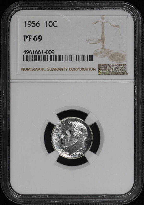 Obverse of this 1956 Roosevelt Dime NGC PF-69