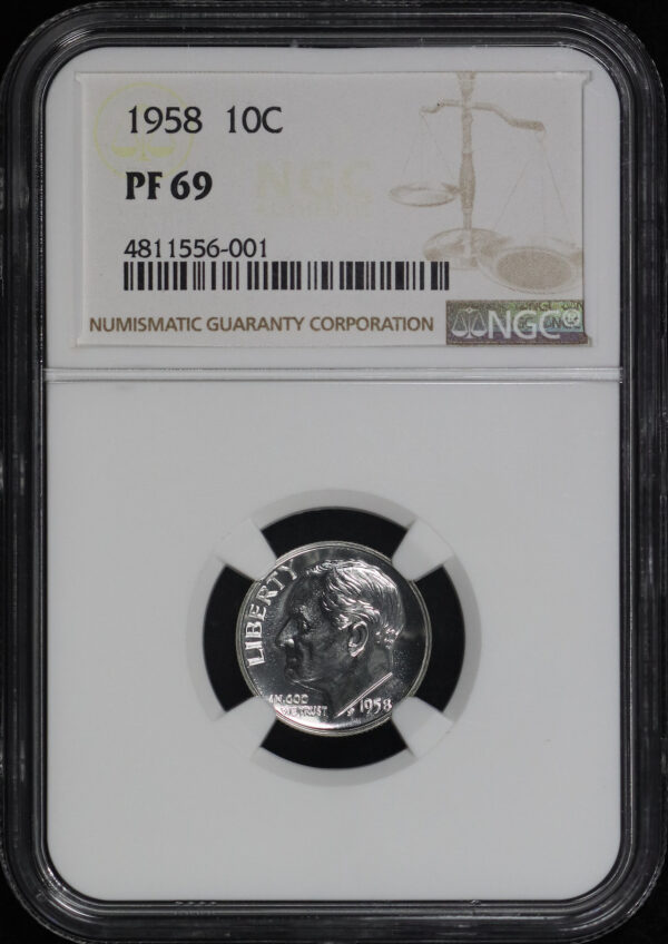 Obverse of this 1958 Roosevelt Dime NGC PF-69