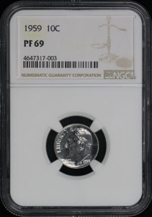 Obverse of this 1959 Roosevelt Dime NGC PF-69