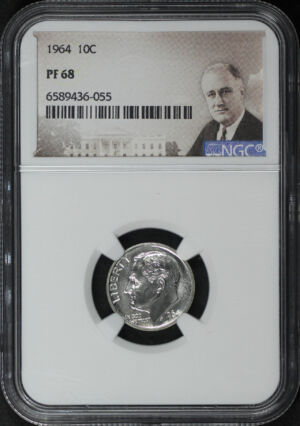 Obverse of this 1964 Roosevelt Dime NGC PF-68