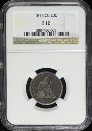 Obverse of this 1875-CC Twenty Cent NGC F-12