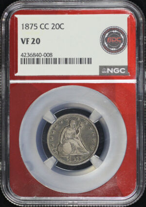 Obverse of this 1875-CC Twenty Cent NGC VF-20