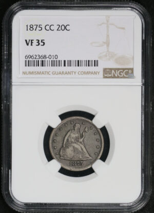 Obverse of this 1875-CC Twenty Cent NGC VF-35