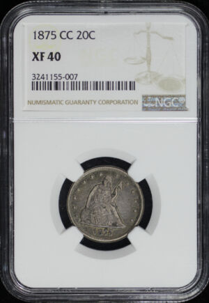 Obverse of this 1875-CC Twenty Cent NGC XF-40