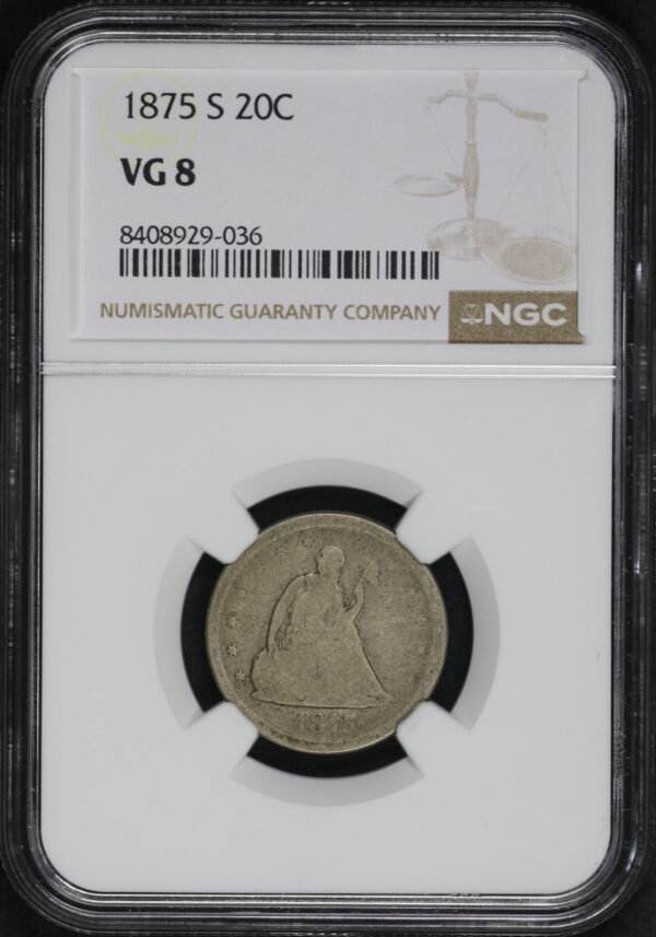 Obverse of this 1875-S Twenty Cent NGC VG-8