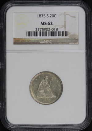 Obverse of this 1875-S Twenty Cent NGC MS-62