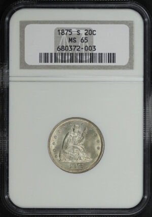 Obverse of this 1875-S Twenty Cent NGC MS-65