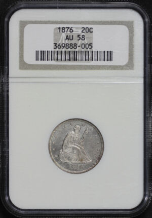 Obverse of this 1876 Twenty Cent NGC AU-58