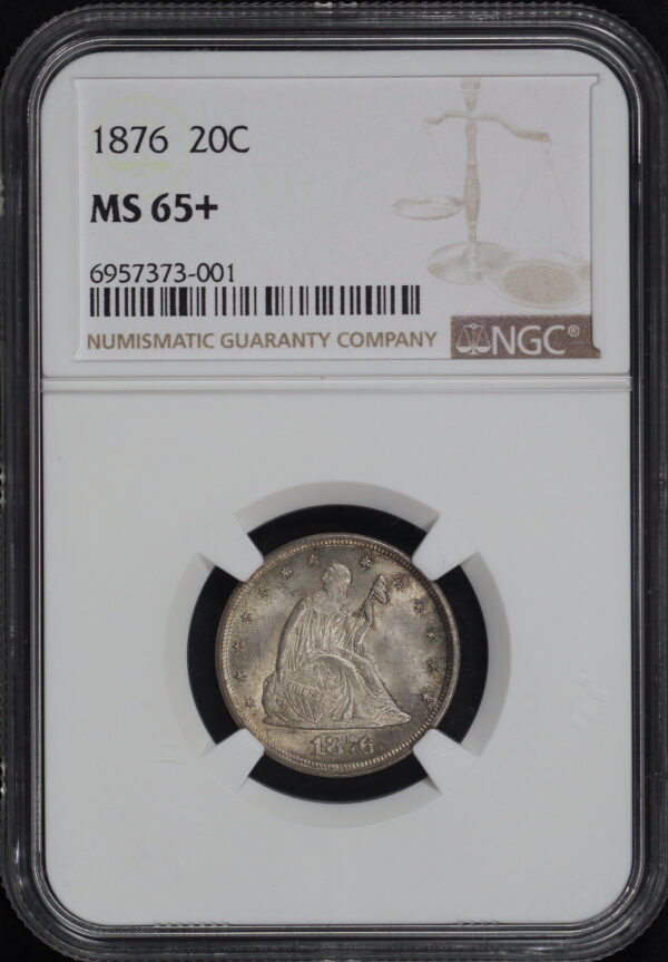 Obverse of this 1876 Twenty Cent NGC MS-65+