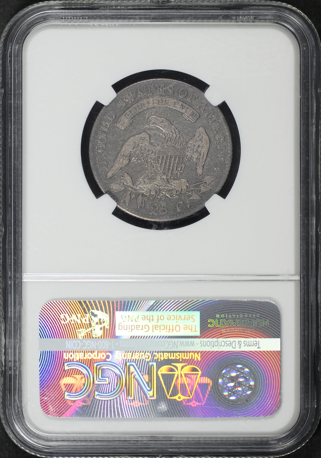 Reverse of this 1819 Capped Bust Quarter Small 9 NGC VF-25