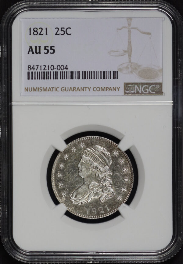 Obverse of this 1821 Capped Bust Quarter NGC AU-55