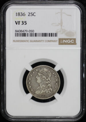 Obverse of this 1836 Capped Bust Quarter NGC VF-35