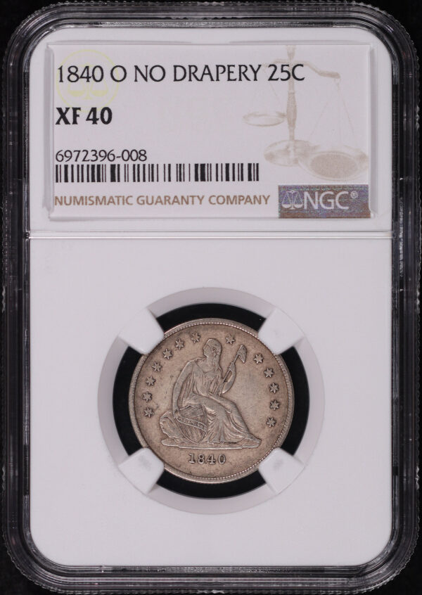 Obverse of this 1840-O No Drapery Liberty Seated Quarter NGC XF-40