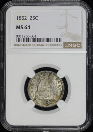 Obverse of this 1852 Liberty Seated Quarter NGC MS-64