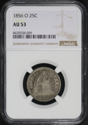 Obverse of this 1856-O Liberty Seated Quarter NGC AU-53