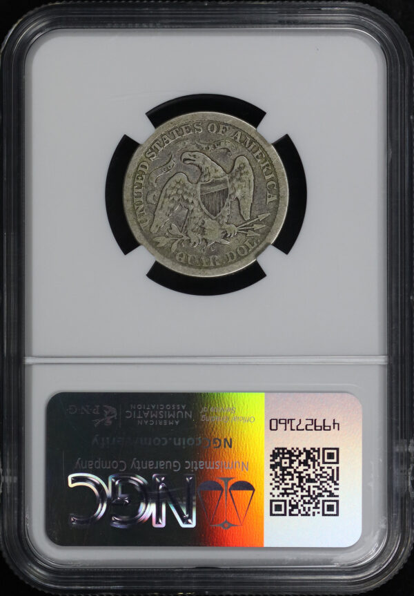 Reverse of this 1870-CC Liberty Seated Quarter NGC F-12