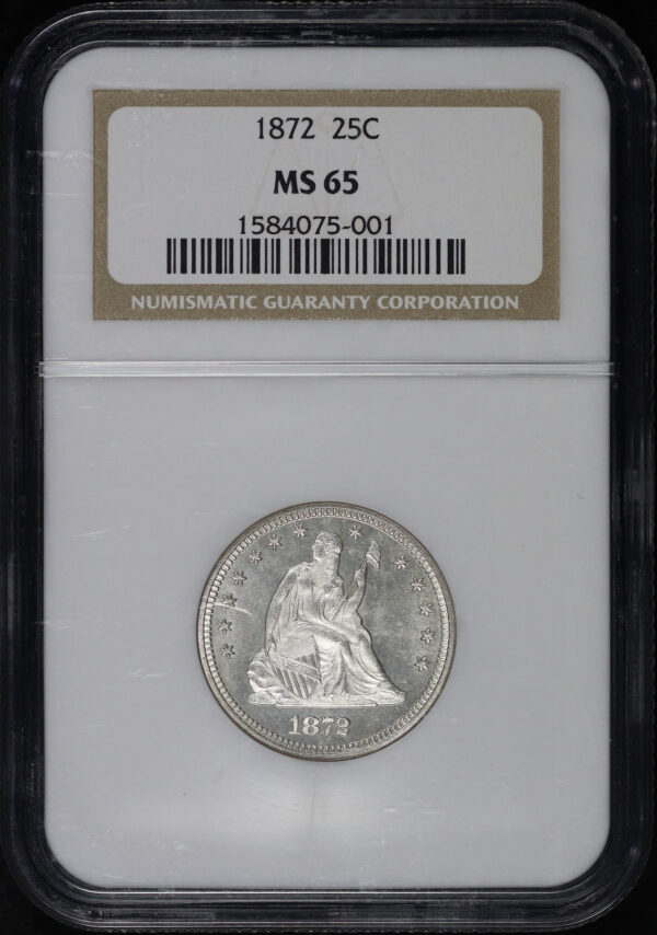 Obverse of this 1872 Liberty Seated Quarter NGC MS-65