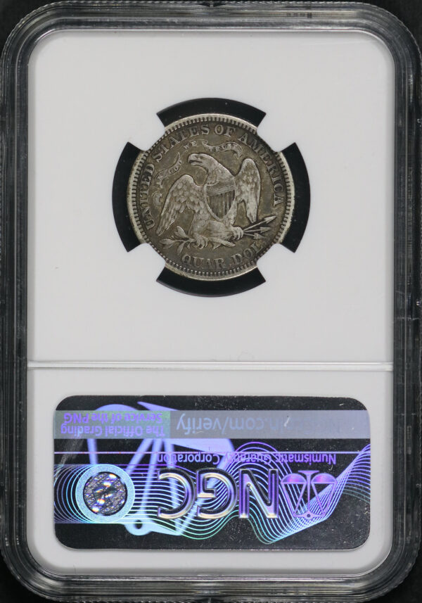 Reverse of this 1873 Liberty Seated Quarter Arrows NGC VF-25