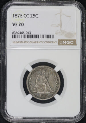 Obverse of this 1876-CC Liberty Seated Quarter NGC VF-20