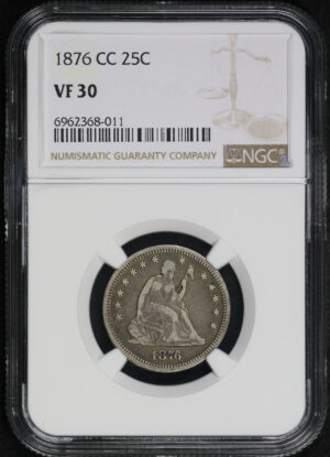 Obverse of this 1876-CC Liberty Seated Quarter NGC VF-30