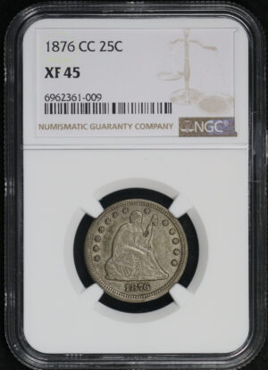 Obverse of this 1876-CC Liberty Seated Quarter NGC XF-45